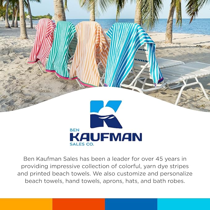 Kaufman - Colorful Racing Striped Beach & Pool Towel - Extra Large Beach Towel - Soft & Absorbent 100% Cotton Towels - Assorted Colors - 30" x 60" (2-Pack)