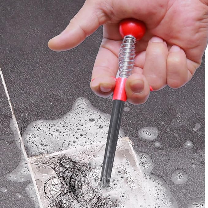 80-Inch Drain Snake Hair Clog Remover with Round Knob and 4-Claw Grabber | Flexible Coated Shaft • Reusable And Easy To Rinse • Pulls Hair, Food Waste And Debris From Curved Household Pipes
