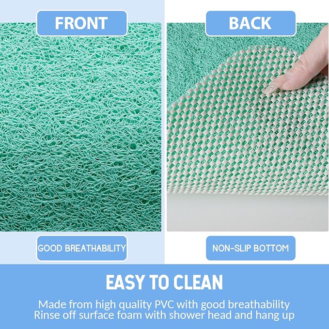 Hargiis Non-Slip Bathtub Mat, Anti Slip Shower Mat, Fast Drying Bathtub Mats, Foot Scrubber Mat, Anti Slip Mat for Tub, Floor, Bathroom, Kitchen, Home, Hotel (Light Green 40"×28")