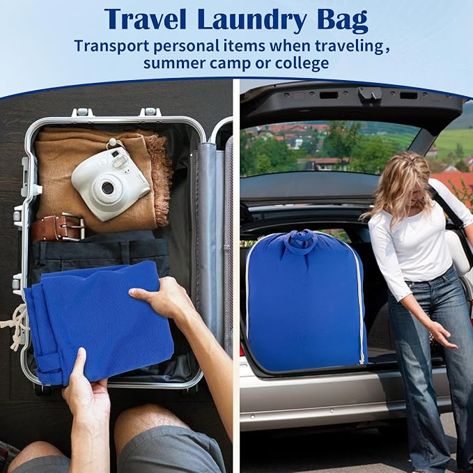Thick Laundry Bag 33"Wx 35"H,Extra Large Heavy Duty Hamper Liner, XL Blue | Thick Fabric, with Handles & Drawstring Closure, Washable Basket Liner Bag, Home Storage Sack, 1Pack
