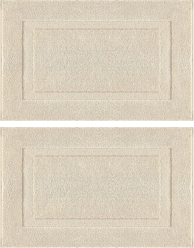 SHACOS Soft Microfiber Light Beige Bathroom Rugs Sets 2 Pieces 32x20 inch | Absorbent Plush Bath Rugs, Non Slip Washable Shaggy Bath Mats, Fluffy Bathroom Runner Floor Mats Shower Rug