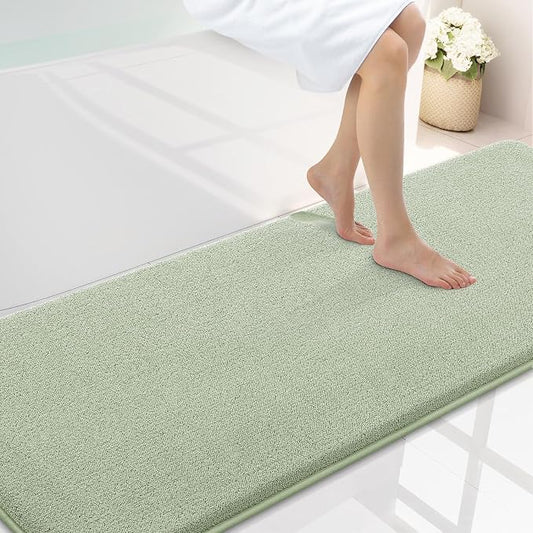 Smiry Memory Foam Bath Mat 72x24, Extra Soft Absorbent Bathroom Rugs | Sage Green Quick Dry, Machine Washable Bath Mats for Bathroom, Shower, Tub and Home Decor Accessories