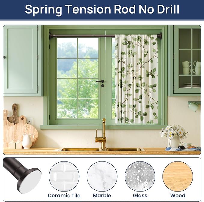 ENJOYBASICS 1" Bronze Shower Curtain Rod, 30-52" Adjustable, Secure Tension | Easy No-Drill Installation, No Tools, No Gaps, Sturdy Rust-Resistant Steel, Sag-Resistant Design, Tubs, RVs, Apartments