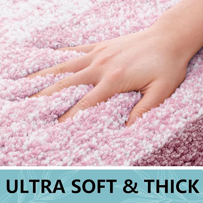 Arotive Microfiber Bathroom Rugs, Shaggy Soft Absorbent Bath Rug, 59x24 | Mauve, Rubber Backing Thick Plush Machine Washable Dry Bath Mats for Bathroom, Tub and Shower, Rectangular