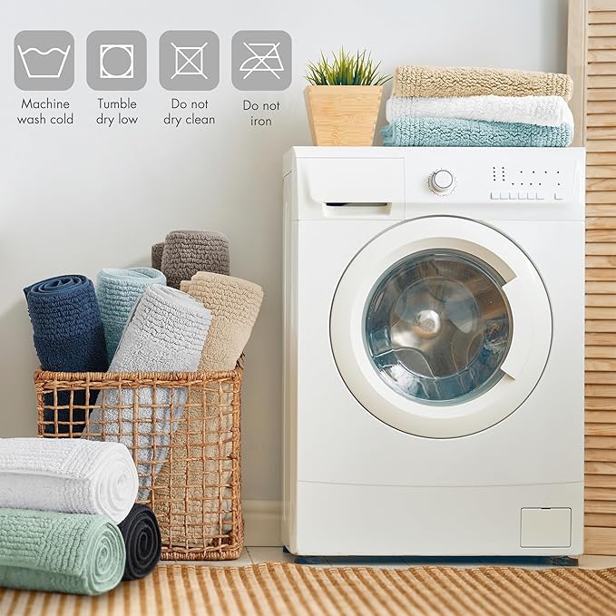 Madison Park Splendor Reversible 100% Cotton Bath Runner, 24 x 60, Grey | Tufted Bathroom Rug, 3000 GSM, Hotel Quality, Luxurious Plush, Medium Pile, Absorbent, Quick Dry, OEKO-TEX, Shower Room Décor