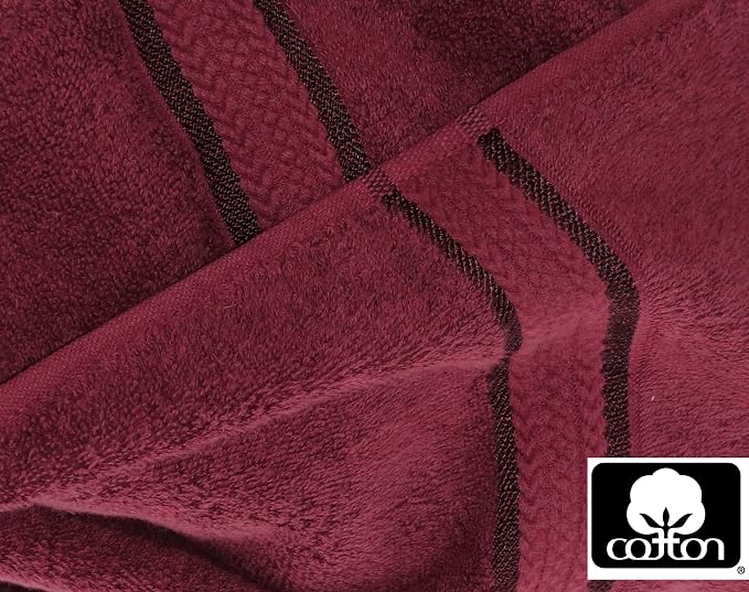 COTTON CRAFT Ultra Soft Bath Towels - 4 Pack 100% Cotton Large 30x54 inches | Oversized 580 GSM Absorbent Burgundy Bath Towel with Luxurious Rayon Border - Ideal for Everyday use - Easy Care Machine Wash