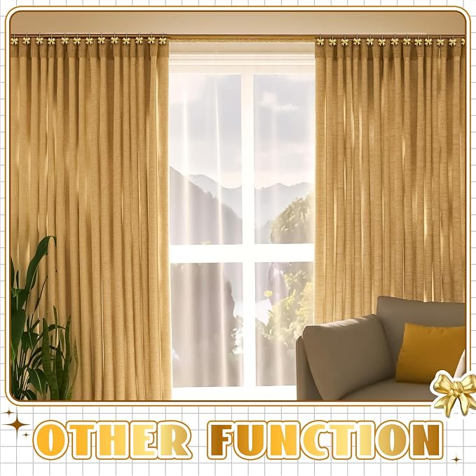Yaocom 12 Pcs Gold Bow Shower Curtain Hooks Rustproof Metal Bathroom | Decorative Shower Hangers Bulk Glide Curtain Rings for Bathroom Bedroom Living Room Art Decoration