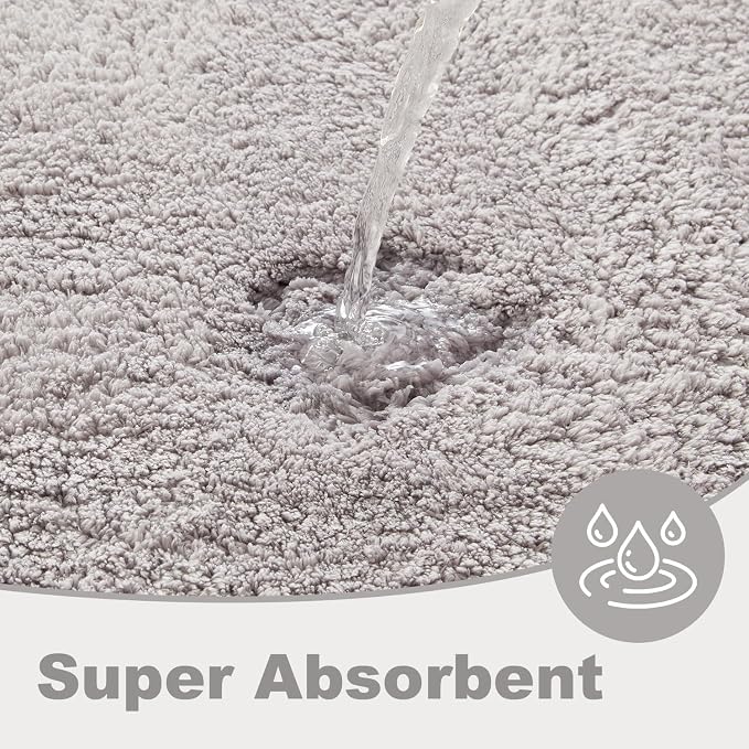 TYUU Bathroom Rugs Non Slip Washable, Ultra Soft Super Absorbent Quick Dry Small Bath Mat with Rubber Backing for Bathroom Floor, Shower, or Sink, Light Grey 24" x 48"