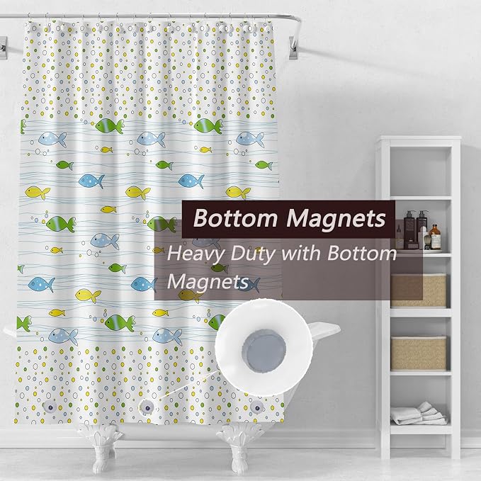 TIKABC Shower Curtain Liner, 4G PEVA Square Shower Liner, Plastic Waterproof Shower Curtains, 72x72 inch with Grommet Holes 3 Magnetic Weights