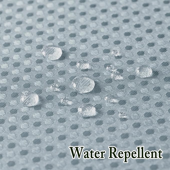 No Hook Cloth Fog Blue Shower Curtain with Liner, 36x74 | Snap-in Fabric Liner, Hotel Style with Mesh Top Window, Waterproof Coating, Machine Washable, Rustproof Grommets