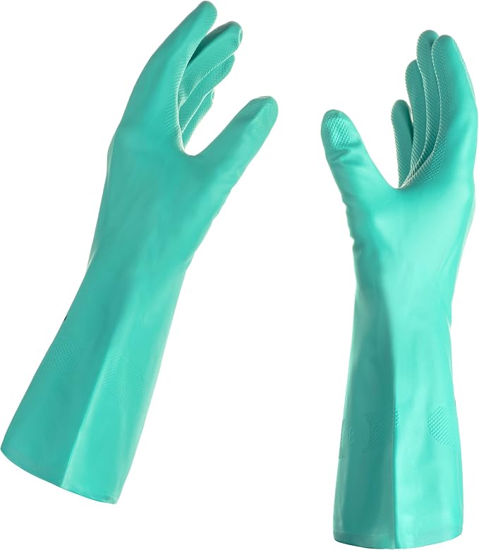 Best Nitrile Rubber Cleaning, Household, Dishwashing Gloves, Latex Free, Vinyl Free, Reusable not Disposable, Extra Small XS, (12 Pairs)