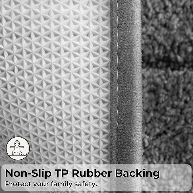 GRANNY SAYS Grey Bathroom Rugs Set 2 Piece, Non Slip Microfiber Bath Mats | Soft microfiber with TPR backing, fast water absorption, machine washable 2 piece bath rug set for Tub, Shower, Toilet