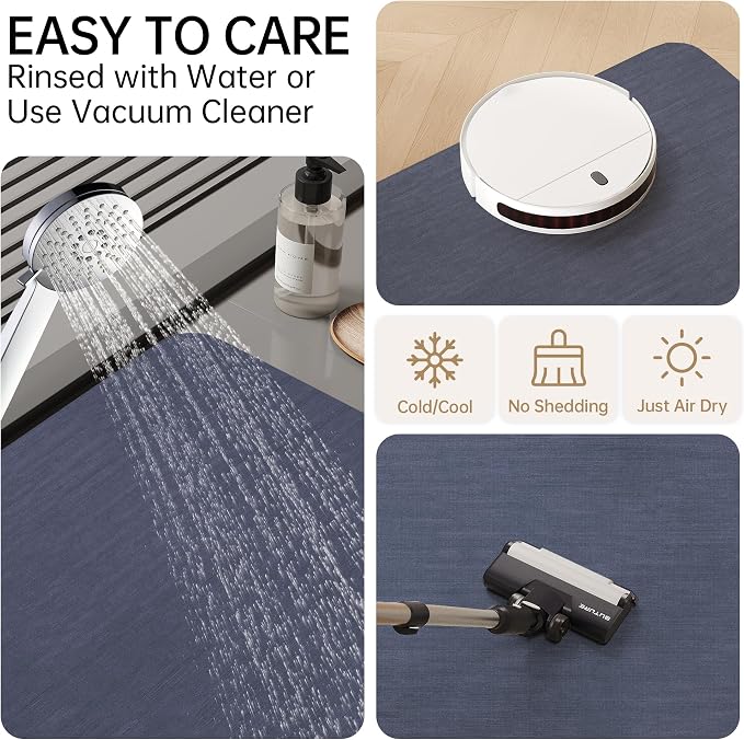 Mecko Bath Mat 24"x48",Ultra Thin Bathroom Rug fit Under Door Navy Blue | -Non-Slip, Quick Dry, Absorbent Bathroom Rug Suit for Tile floors, Easy Care Shower Rug in Front of Bathtub, Sink, Shower