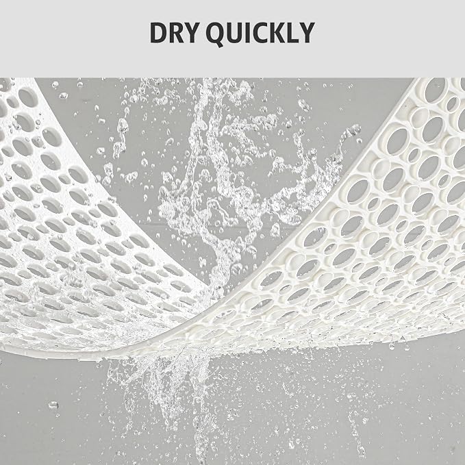 Shower Mat Non Slip Bath Mat for Tub - 28" x 15" Soft TPE Bathtub Mat Non Slip Shower Mats for Inside Shower, Anti Slip Shower Mat with Suction Cups, Quick-Drying Bath Tub Mat, White
