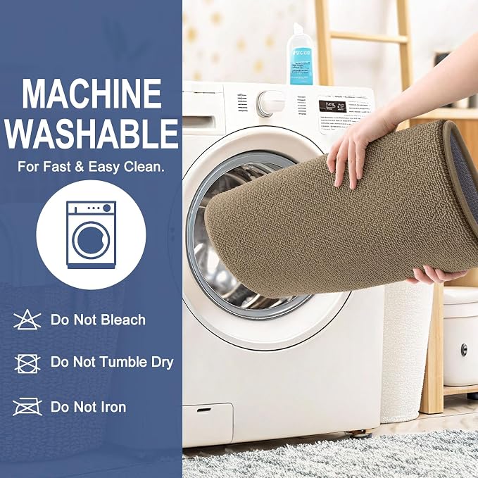 OLANLY Memory Foam Bathroom Runner Rug 47x17, Absorbent Long Bath Mat, Tan | Soft Quick Dry Bath Rugs, Non-Slip Carpet, Machine Washable Mat for Bathroom Floor, Tub and Shower, Home Decor Accessories