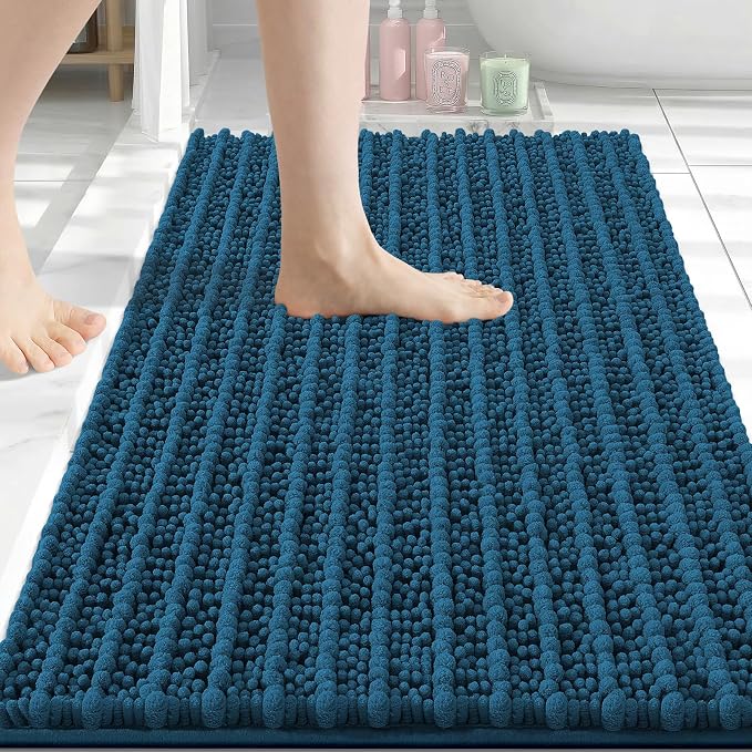 Arotive Bathroom Rugs Mat 34x21, Soft Absorbent Chenille Shaggy Bath Mat | Peacock Blue, Machine Wash Dry, Bath Rugs for Bathroom Floor, Tub and Shower, Home Decor Accessories
