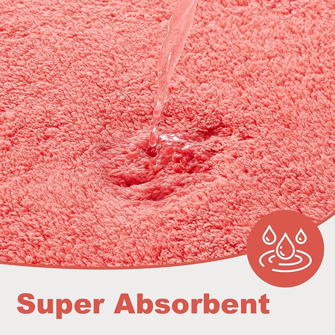 TYUU Pink Bathroom Rugs, Ultra Soft Bath Rugs Non Slip Washable, Super Absorbent Quick Dry Bath Mat with Rubber Backing for Bathroom Floor, Shower, or Sink, Pink 24" x 48"
