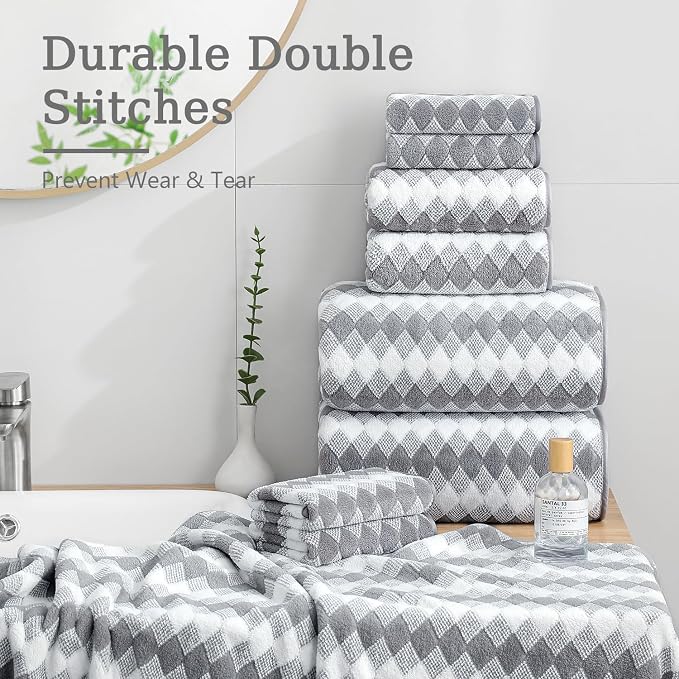 Bath Towel Set Gray 4Pack-35x70 Towel,600GSM Ultra Soft Microfibers Bathroom Towel Set Extra Large Plush Bath Sheet Towel,Highly Absorbent Quick Dry Oversized Towels Spa Hotel Luxury Shower Towels