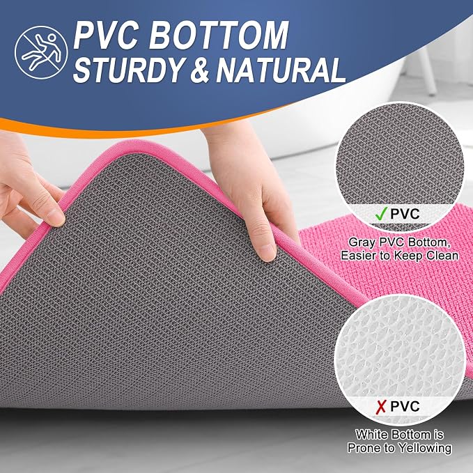 OLANLY Thick Memory Foam Bathroom Rugs 30x20, Absorbent Bath Mat, Hot Pink | Soft Quick Dry Bath Rugs, Non-Slip, Machine Washable Carpet for Bathroom Floor, Tub and Shower, Home Decor Accessories