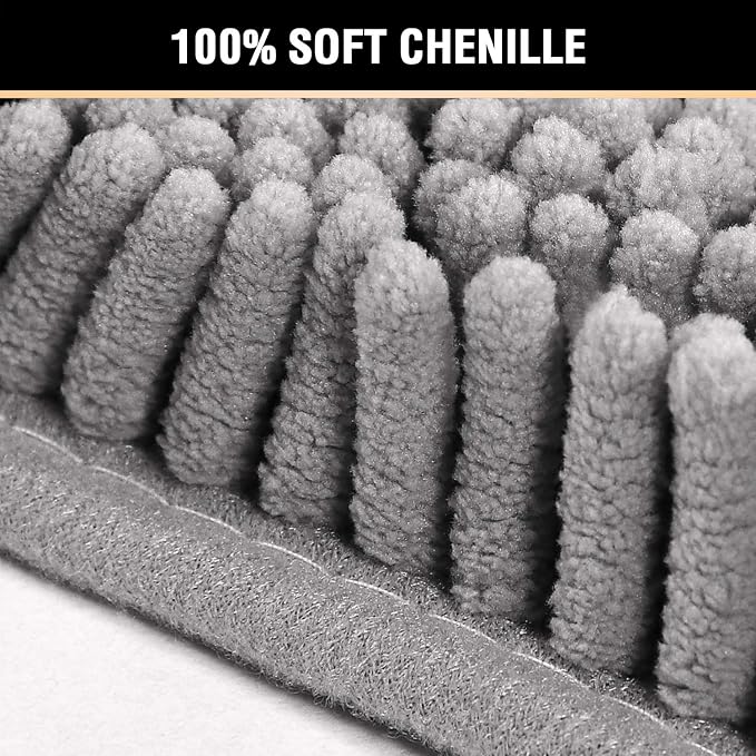 H.VERSAILTEX Bath Mat for Bathroom Non Slip Luxury Chenille Ultra Soft Bath Rugs 24x36 Absorbent Non Skid Shaggy Rugs Washable Dry Fast Plush Area Carpet Mats for Indoor, Bath Room, Tub - Grey
