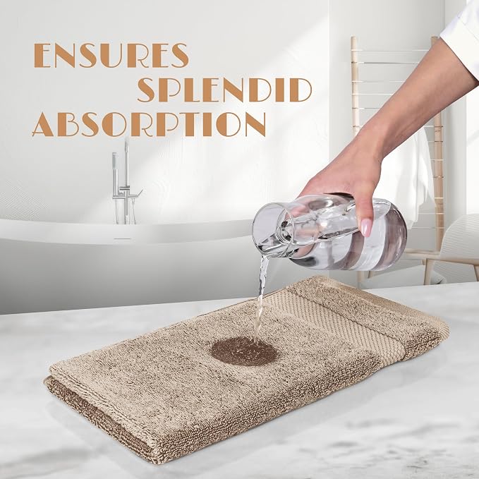 White Classic Wealuxe Taupe Hand Towels for Bathroom [12 Pack] Cotton Hand Towel Bulk for Gym, Kitchen and Spa, 16x27 Inches Soft Highly Absorbent Quick Dry Terry Salon Towels