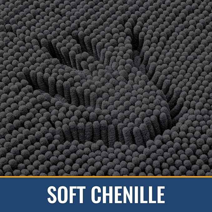 Arotive Bathroom Rugs 36x24, Soft Absorbent Shaggy Chenille Bath Rugs | Dark Grey, Machine Washable Rubber Backing Bath Mats for Bathroom Floor Tub and Shower Home Decor Accessories