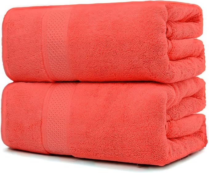 Fluffy Cotton Bath Towels Set650GSM,2-Piece Set, Thickened and Enlarged(31.5x63 inches),Super Absorbent,Soft,Suitable for Hotel, Bathroom, Swimming Pool, SPA,Gift(Watermelon Red)