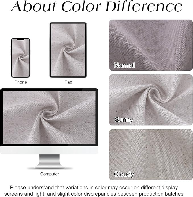 Champagne Linen Shower Curtain, Cloth Textured Fabric Shower Curtain Set with Hooks, Simple Elegant Modern Farmhouse Country Ultra Thick Bath Curtains for Bathroom,Water Repellent,72x80