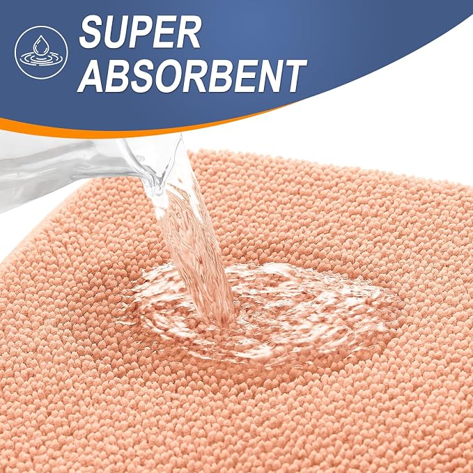 OLANLY Thick Memory Foam Bathroom Rugs 30x20, Absorbent Bath Mat, Peach | Soft Quick Dry Bath Rugs, Non-Slip, Machine Washable Carpet for Bathroom Floor, Tub and Shower, Home Decor Accessories