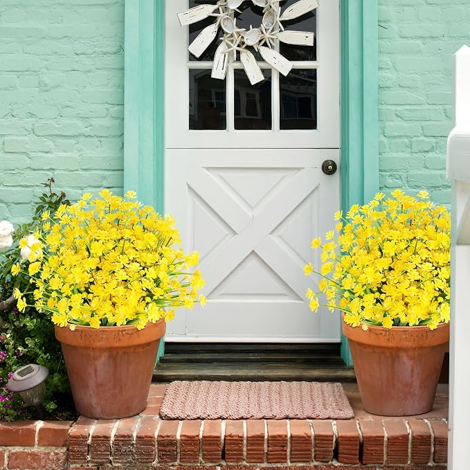AGIRL Artificial Flowers Outdoor UV Resistant Fake Plant Garden Patio Decor | 24 Bundles,No Fade Plastic Faux Flowers for Hanging Planters front porch yard Indoor Outside,grave decorations for cemetery