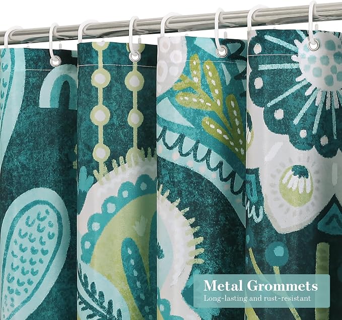 MitoVilla Long Boho Shower Curtain Set 72 x 78, Modern Spring Floral Shower Curtains 78 inch Long for Chic Elegant Bathroom Decor, Summer Colorful Fabric Leaves Shower Curtain
