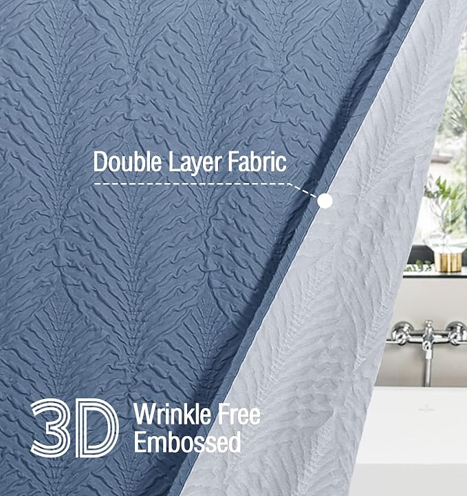 Ombre Blue Shower Curtain for Bathroom, Farmhouse Bath Curtain 72x72