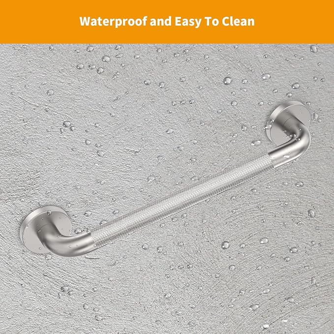 18 Inch Knurled Shower Grab Bar, Brushed Nickel, 2 Pack | 304 Stainless Steel, ADA 500lbs Support, Non-Slip Knurled Grip, Concealed Screws, Rustproof Handrail