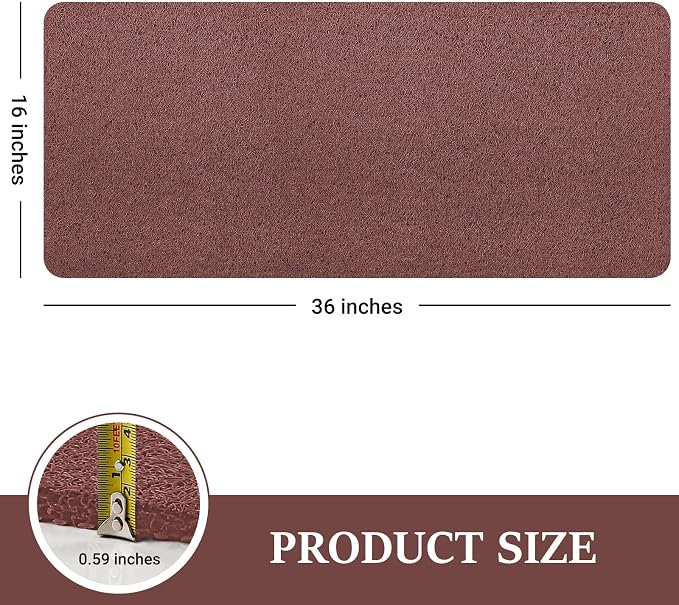 LuxStep Shower Mat Bathtub Mat,Non-Slip Bath Mat with Drain, Quick Drying | 36x16 inch, PVC Loofah Bathmat for Tub,Shower,Bathroom, Reddish Brown