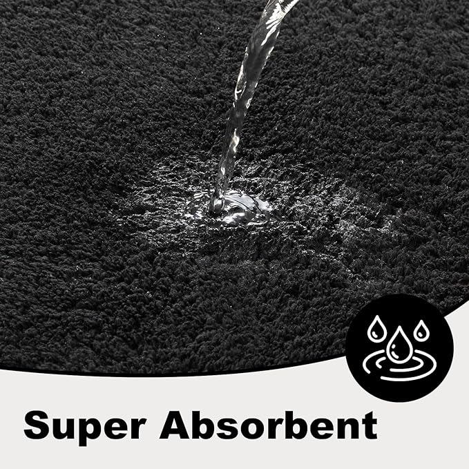 TYUU Black Bathroom Rug, Ultra Soft Bath Rugs Non Slip Washable, Super Absorbent Quick Dry Bath Mat with Rubber Backing for Bathroom Floor, Shower, or Sink, Black 24" x 36"