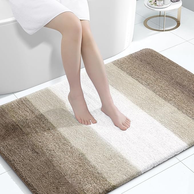 OLANLY Large Bathroom Rugs 44x32, Extra Soft Absorbent Microfiber Bath Rugs | Coffee, Non-Slip Quick-Drying Rubber Backing, Washable Plush Bath Mat for Floor, Tub and Shower, Home Decor Accessories
