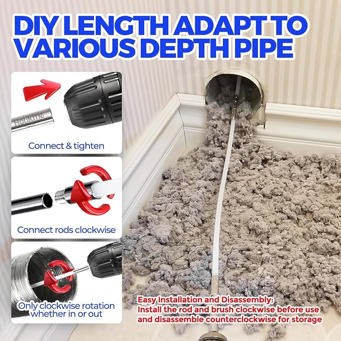 Holikme Dryer Vent Cleaner Kit - 35Ft Flexible Lint Brush for Deep Cleaning | Dryer Vent Cleaner Brush with Drill Attachment, Removes Years of Lint Buildup, Improves Airflow, Faster Drying & Fire Safety