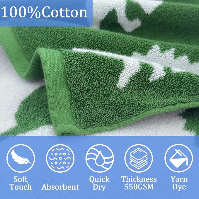 VOOVA & MOVAS Poncho Towel for Kids, 4-8 Years, 100% Cotton, Thick,Dino | 28"x28" Large Size, Cute Dinosaur Jacquard, Soft, Absorbent & Quick Dry, Fits Pool, Bathroom and Swimming