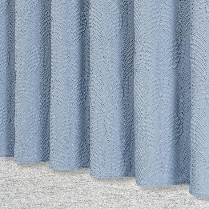 36x72 Small Stall Shower Curtain, Fog Blue Embossed Half Bath Curtain