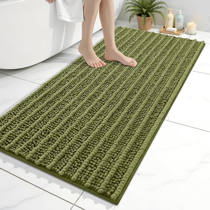 Arotive Bathroom Rugs Mat 47x24, Soft Absorbent Chenille Shaggy Bath Mat | Willow Green, Machine Wash Dry, Bath Rugs for Bathroom Floor, Tub and Shower, Home Decor Accessories