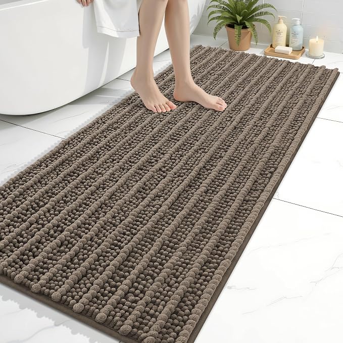 Arotive Bathroom Rugs Mat 60x24, Soft Absorbent Chenille Shaggy Bath Mat | Camel, Machine Wash Dry, Bath Rugs for Bathroom Floor, Tub and Shower, Home Decor Accessories