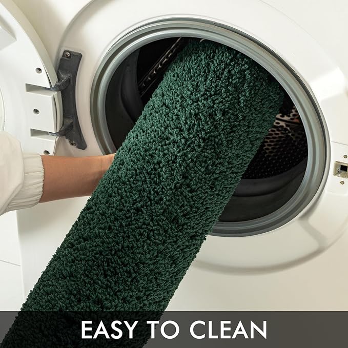 MIULEE Dark Green Bathroom Rugs Soft Small Microfiber Bath Mat 16x24 Inch | Absorbent, Non Slip, Quick Dry, Fluffy Bath Rugs for Bathroom Floor Tub Showers, Machine Washable