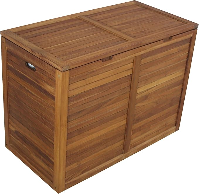 The Original Spa Double Teak Laundry or Storage Hamper | Durable, Water-Resistant Teak Construction, Indoor & Outdoor Use