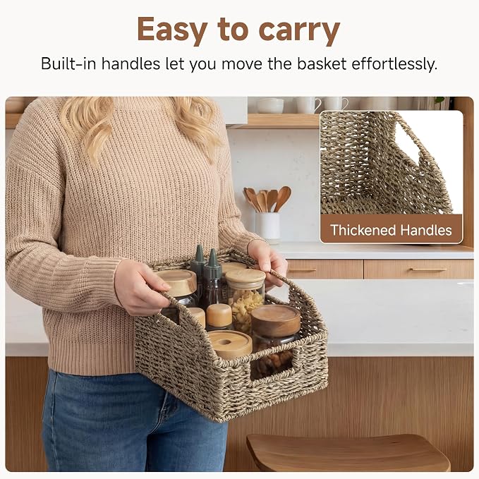 StorageWorks Seagrass Storage Baskets, Pantry Baskets, Natural, 2-Pack | Wicker Baskets for Organizing,Pantry Organizers and Storage,Seagrass Baskets,Pantry Storage Baskets,Wicker Basket for Storage