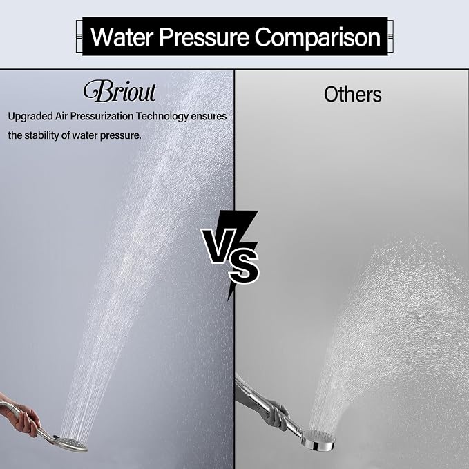 Handheld Shower Head High Pressure 5-Settings with Hose, Matte Black | Powerful Water Spray, Against Low Pressure Water Flow, 59 Inch Stainless Hose, Adjustable Mount