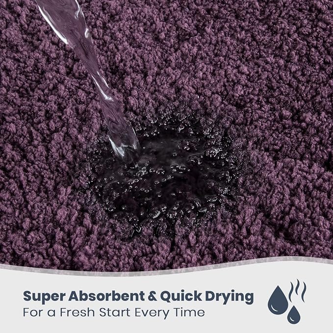 PURRUGS Bathroom Rug, Bath Mat, 30" x 60", Purple | Machine Washable, Non-Slip, Waterproof TPR Backing, Super Absorbent, Quick Dry, Bath Rug for Shower, Bathtub, and Sink