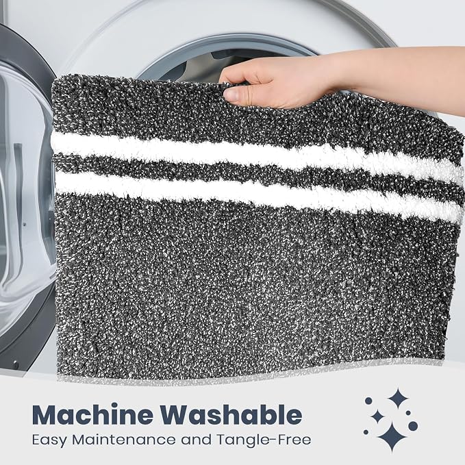 PURRUGS Bathroom Rug, Bath Mat, 20" x 24" U-Shaped, Charcoal | Machine Washable, Non-Slip, Waterproof TPR Backing, Super Absorbent, Quick Dry, Contour Rug for Toilet Base