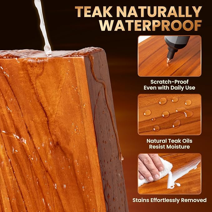 55" Solid Teak Floating Wall Shelf, Water Resistant & Sturdy Decor | Natural Teak Wood, Spacious Wall Storage & Decor, Fits Living Room, Bedroom, Kitchen & Bathroom