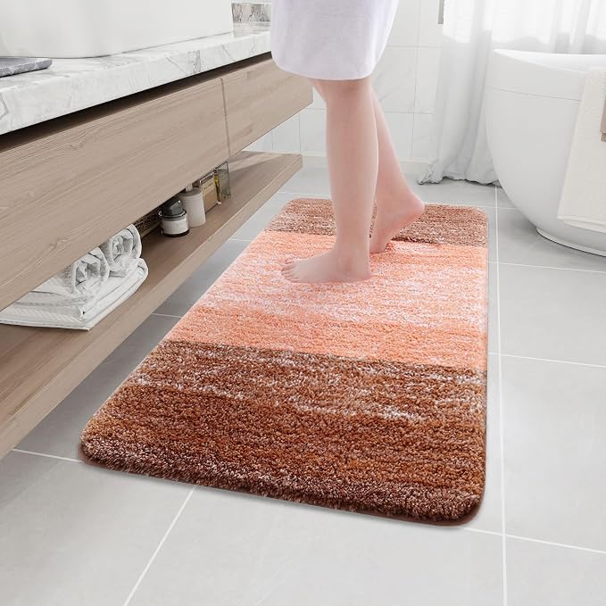 Arotive Microfiber Bathroom Rugs, Shaggy Soft Absorbent Bath Rug, 44x24 | Orange, Rubber Backing Thick Plush Machine Washable Dry Bath Mats for Bathroom, Tub and Shower, Rectangular