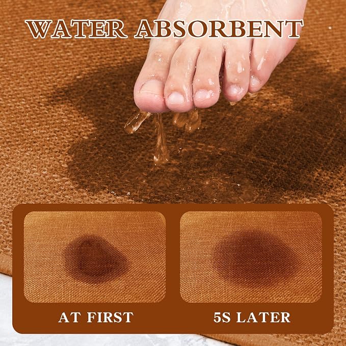 Bathroom Rugs Mat 59x24, Ultra Thin Non Slip Bath Mat Large Quick Dry Absorbent Bath Mat for Bathroom Floor, (Orange, 59"x24")